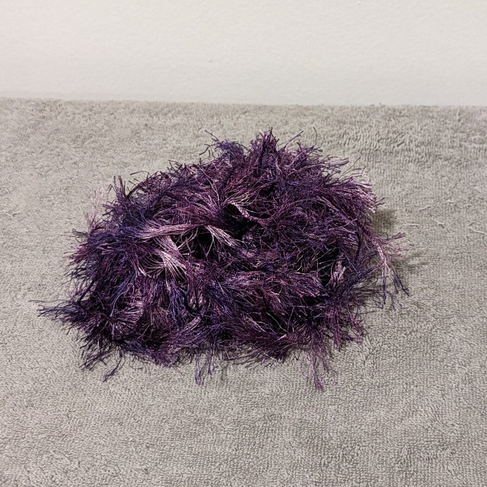 YARN Purple Shades Furry Fuzzy Soft Eyelash yarn PARTIAL SKEIN